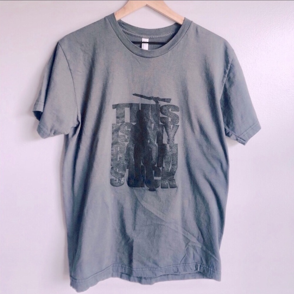 American Apparel Bruce Campbell Evil Dead Men’s Graphic Gray Tee T-shirt Large